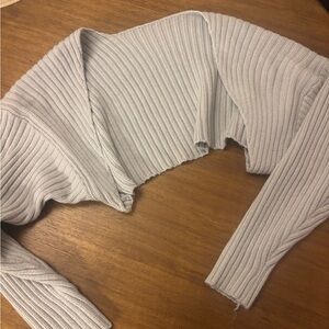 Gray Ribbed bolero Sweater